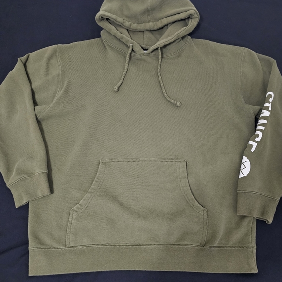 Stance Olive Hoodie with Sleeve Logo Men's Women's Unisex Cotton Polyester Blend - Picture 1 of 6
